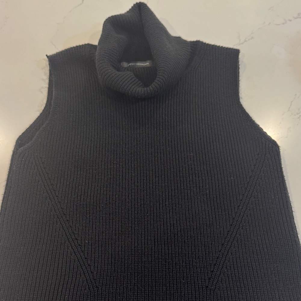 French Connection Black Sleeveless Turtleneck Sweater